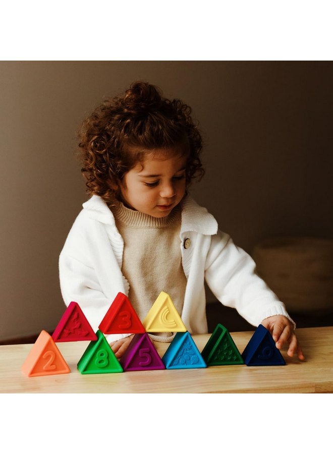 Jellystone Designs Triblox Rainbow, 9 Silicone Blocks with Numbers and Illustrations  - Image 5