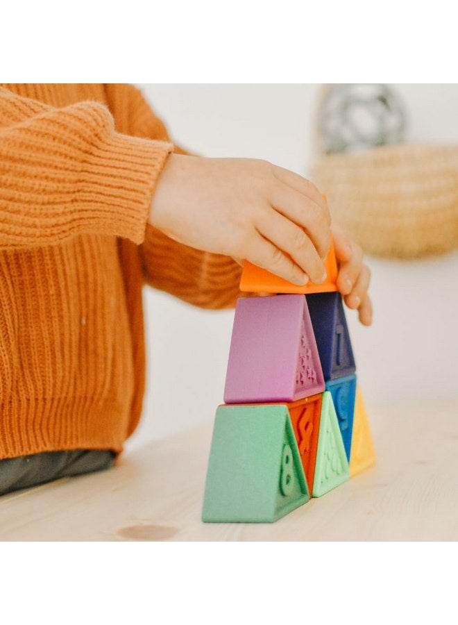Jellystone Designs Triblox Rainbow, 9 Silicone Blocks with Numbers and Illustrations  - Image 4