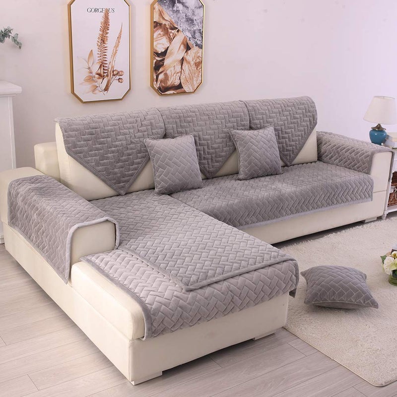 TEWENE TEWENE Sofa Cover Sectional Couch Covers AntiSlip Sofa Slipcover for Dogs Cats Pet Love Seat 3 Cushion Couch Light Grey 36x63Only 1 PieceNot All Set 