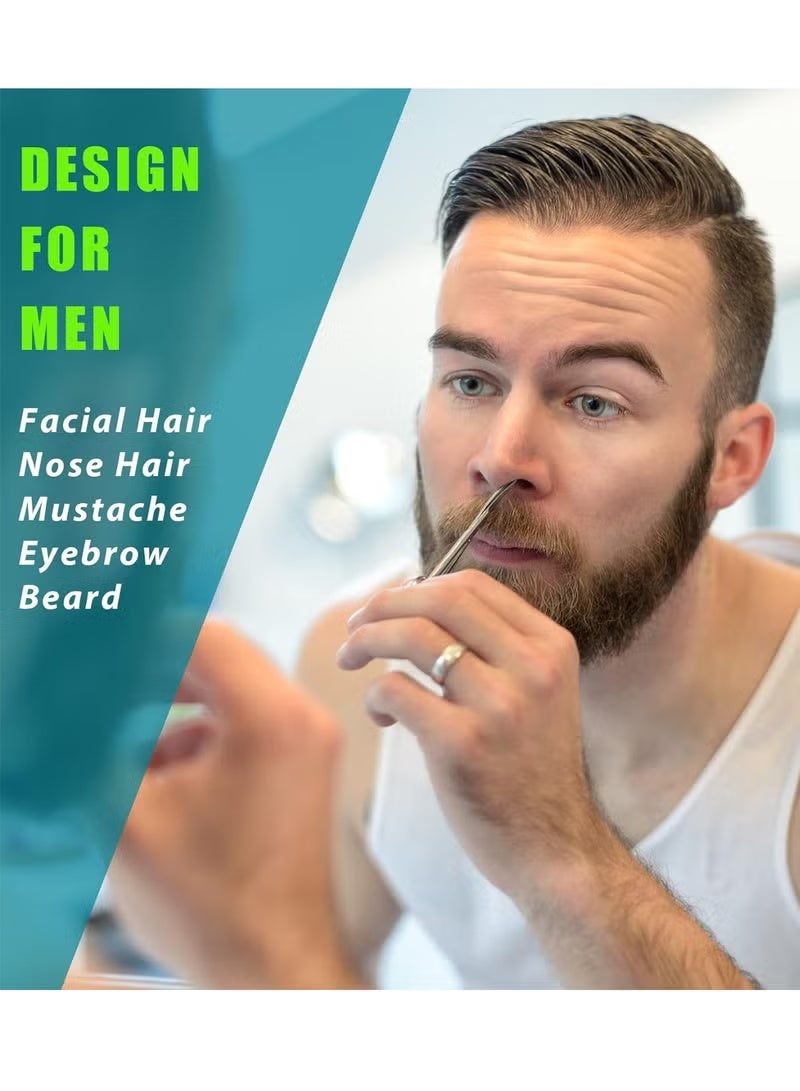 2PCS Small Facial Hair Grooming Scissors for Men and Women Eyebrow Nose Mustache Beard Eyelash and Ear Trimming Kit Curved and Rounded Safety Tip Clippers Silver - Image 3