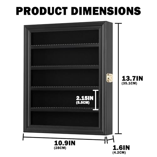 DisplayGifts Block Toy Minifigures Dimensions Display Case Thimble Wall Cabinet Shelves Compatible with Lego Minifigures Lockalbe UV Protection Door Black Frame - Image 3