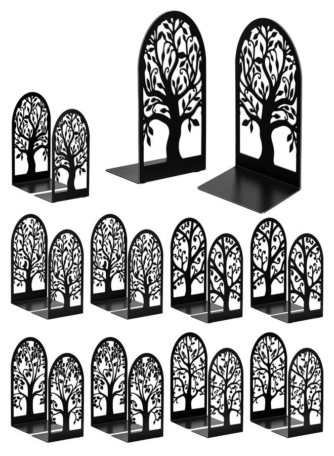 HappyHapi Decorative Bookends for Shelves, 20 Pcs Metal Book Ends for Heavy Books, 10 Pair Black Book Stopper for Home Office Library, 6.9" x 4.7" x 3.5" - Image 1