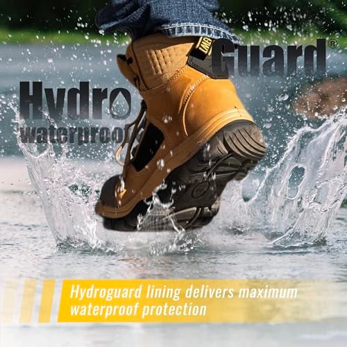ROCKROOSTER Stowe Mens Work Safety Boots Composite Toe ASTM F241318 MIC EH Lightweight Slip Resistant Industrial Boots Nubuck Leather with HYDROGUARD Waterproof Lining CP21295 - Image 3