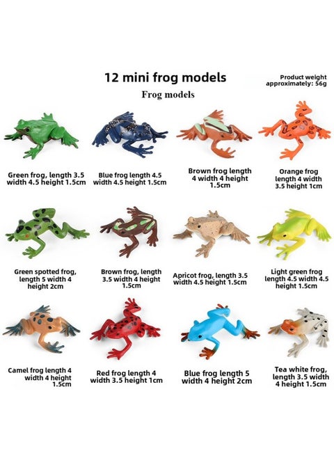 Simulation Marine Life Model Deep Sea Fish Group Toy Suit Megalodon Black-tip Shark Squid Whale Shark Swordfish-Colour:Kz Mini Qingwa 6 Models + Yb Mini Frog 6 Models (12 Sets)