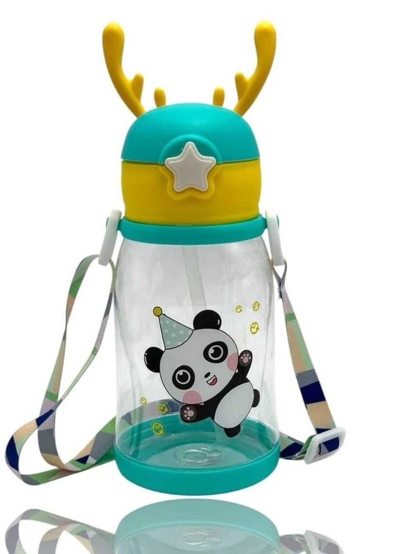 زجاجة مياه للاطفال اكريليك بطباعة كرتونية وبقرن غزال كبير، محمولة مضادة للكسر مع شفاطة وحزام تستخدم في الانشطة الخارجية والتخييم، والمدرسة والرحلات ,صحيه (متعددة الالوان)-( متعدده الاشكال ) - Image 4