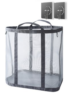 Generic Laundry Basket, Mesh Lightweight Laundry Basket with Durable Handles, with Sides Pockets for Dorm,Home,Travel & Camping,Beach bag  - Image 1