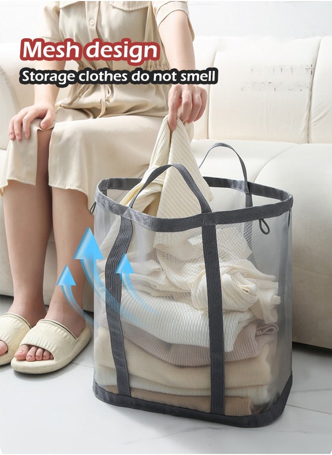 Generic - Laundry Basket, Mesh Lightweight Laundry Basket with Durable Handles, with Sides Pockets for Dorm,Home,Travel & Camping,Beach bag - Image 1