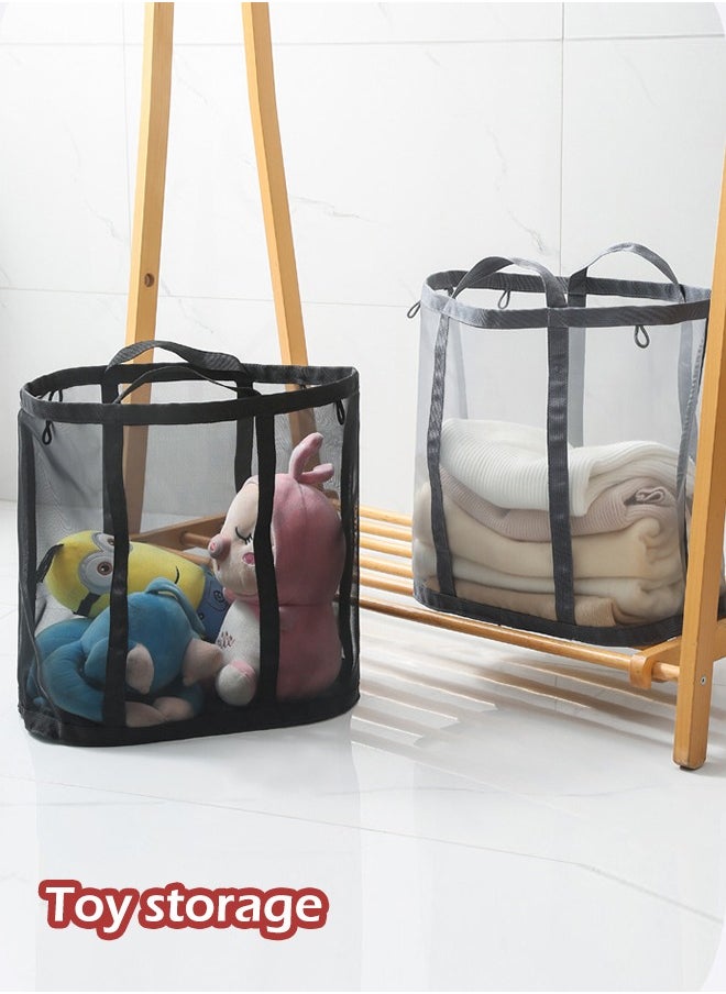 Generic - Laundry Basket, Mesh Lightweight Laundry Basket with Durable Handles, with Sides Pockets for Dorm,Home,Travel & Camping,Beach bag - Image 1