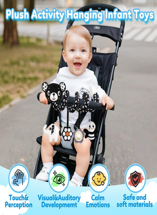 GKDOMS Baby Carseat Toy Black & White Rattle Spiral Hanging Activity Stroller Toy for Newborns Boys and Girls - Bear - Image 3