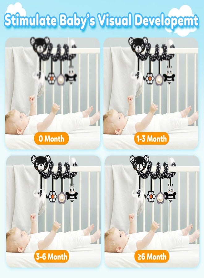 GKDOMS Baby Carseat Toy Black & White Rattle Spiral Hanging Activity Stroller Toy for Newborns Boys and Girls - Bear - Image 5