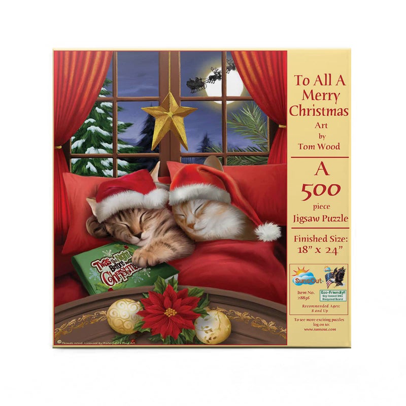 SUNSOUT INC to All a Merry Christmas 500 pc Jigsaw Puzzle by Artist Tom Wood Finished Size 18 x 24 Christmas MPN 28836 - Image 2