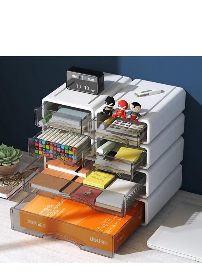 Golden Beautiful Useful Youthful Desk Organizer,4 Pack Tabletop Organizer Drawers, Clear Stackable Storage Box, Desktop Drawer for Office, Home, Bathroom, Stationery Makeup Skincare Organiser(2 pcs  S codes plus 2 pcs L codes)  - Image 3