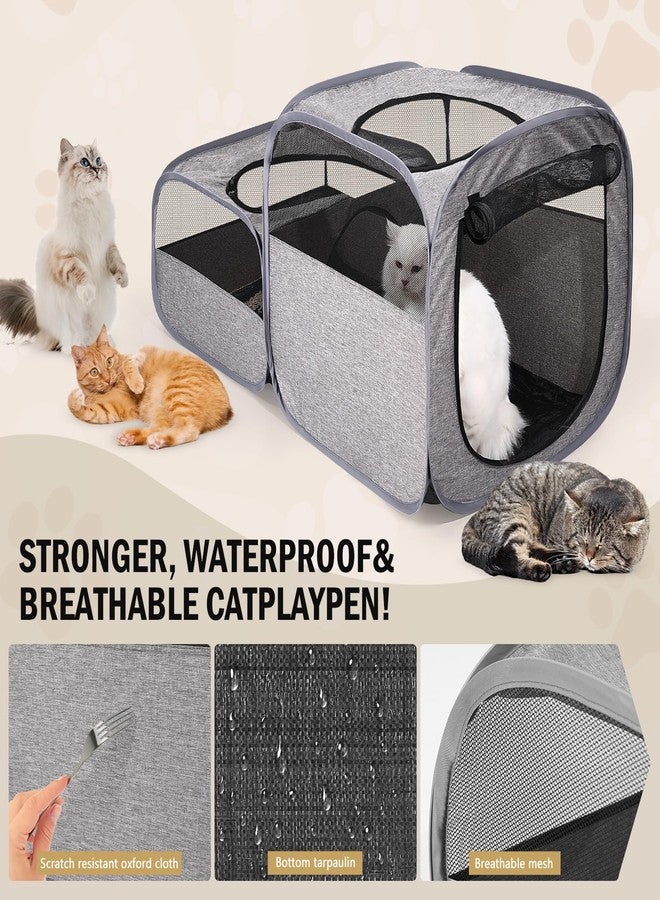 Tailtastic Large Outdoor Cat Playpen, Foldable 2-in-1 Zone Waterproof Cat Enclosure Puppy Pen for Outdoor Use, Portable Pet Playpen with Soft Sides, Great for Gardens, Camping, Backyard - Image 4