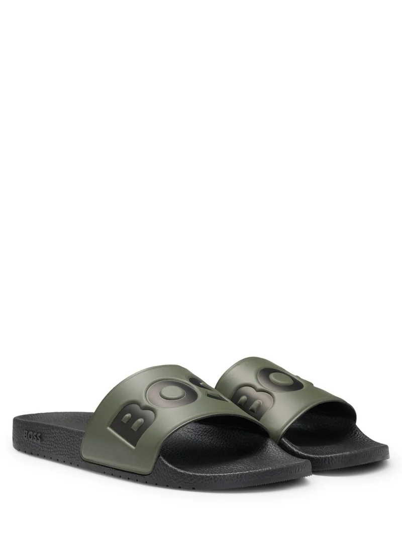 BOSS Italian-made slides with large logo detail
