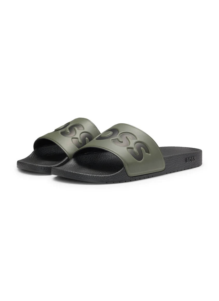 بوس Italian-made slides with large logo detail