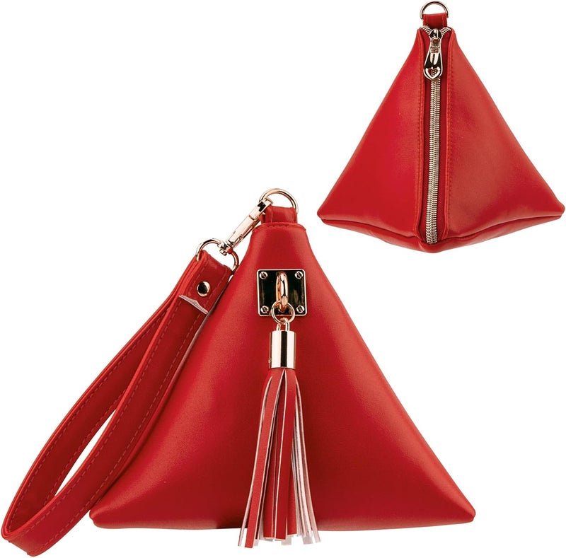 PG6 Women Synthetic Leather Clutch Wallet Triangle Wristlet Purse with Wrist Strap - Image 1