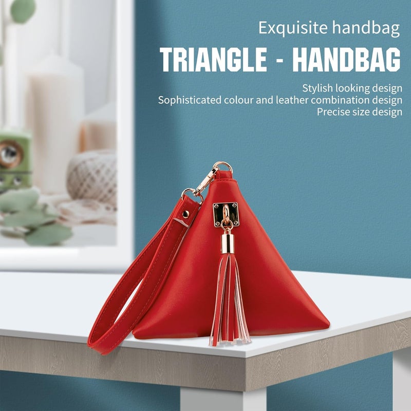PG6 Women Synthetic Leather Clutch Wallet Triangle Wristlet Purse with Wrist Strap - Image 3