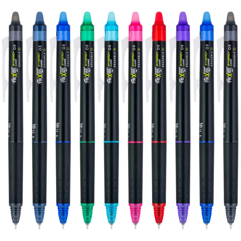 Pilot, FriXion Synergy Clicker Erasable, Refillable, Retractable Gel Ink Pens, Extra Fine Point 0.5 mm, Pack of 10, Assorted Colors - Image 2