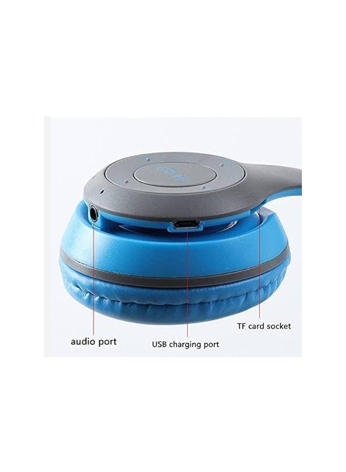 سماعة رأس لاسلكية P47 القابلة للطي – جودة صوت استثنائية، بلوتوث ومدخل 3.5 مم -ازرق - Image 3