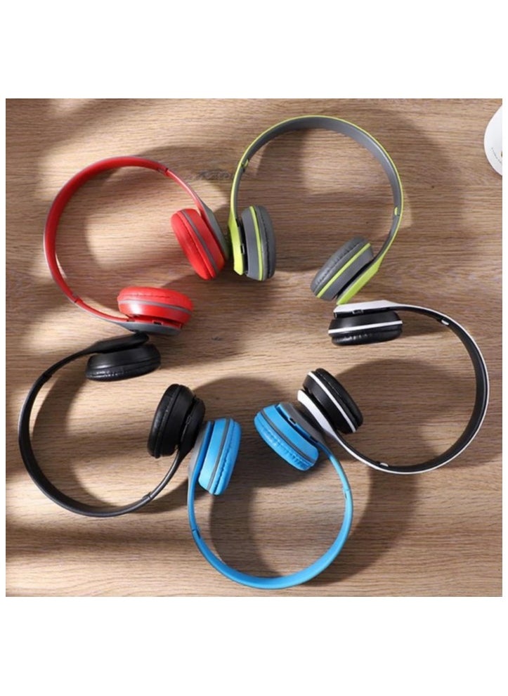P47 Wireless Foldable Headset – Exceptional Sound Quality, Bluetooth and 3.5mm Jack - blue