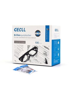 GECLL Eyeglass cleaning wipes 100 Pack Individally Wrapped Glasses Wipes for Eyeglasses Tablets Camera Lenses Cell Phone Laptop Screens Keyboards and Delicate Surfaces  - Image 1