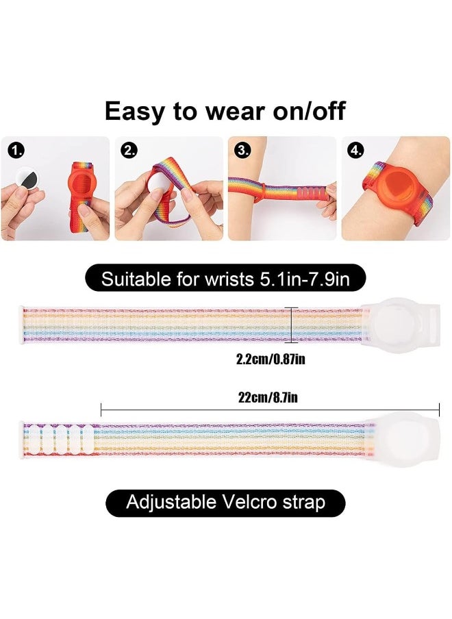 ECVV - 4 Pieces Apple Airtag Wristband for Airtag Nylon Airtag Bracelet Anti-Lost GPS Trackers Protector Case Cover Watch Strap for Elderly Children Kids Velcro Adjustable Watch Bands - Image 1