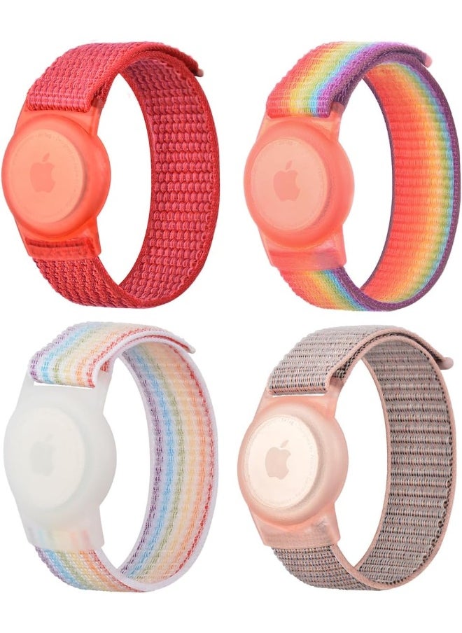 ECVV - 4 Pieces Apple Airtag Wristband for Airtag Nylon Airtag Bracelet Anti-Lost GPS Trackers Protector Case Cover Watch Strap for Elderly Children Kids Velcro Adjustable Watch Bands - Image 1