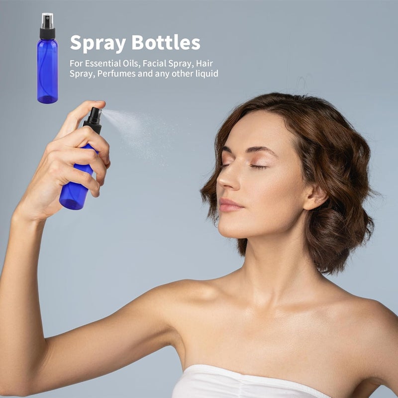 YEUIKERR 36 Pack Blue Small Spray Bottles 4 oz/120 ml Plastic Spray Bottles, Fine Mist Empty Small Travel Spray Bottle, Refillable Mini Sprayer Empty Bottle Bulk with 10 Funnels and 10 Labels - Image 5