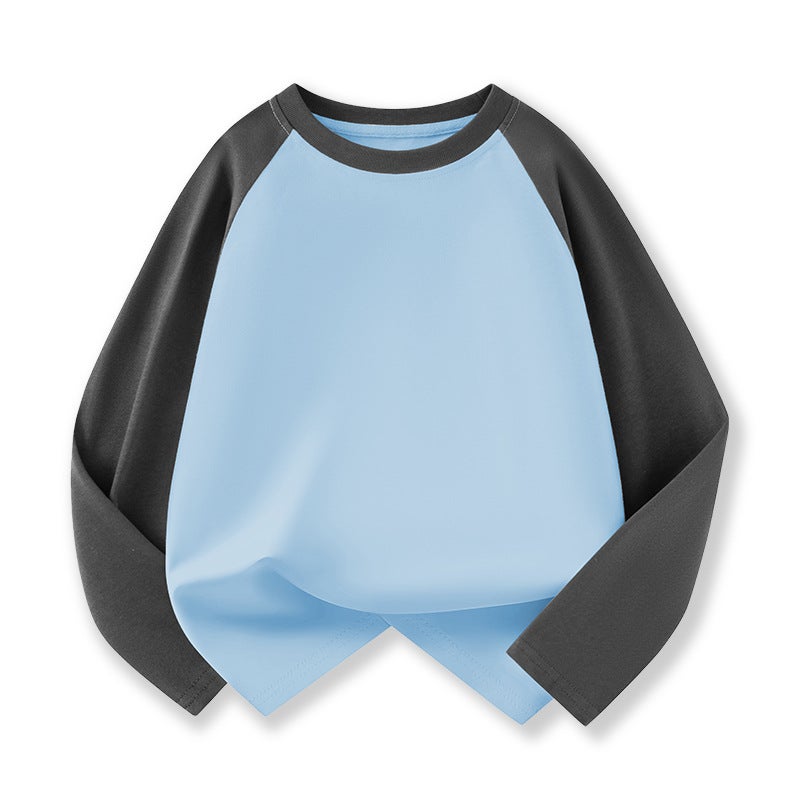 Children'S Raglan Long Sleeve T-Shirt Cotton Boys Fashion Brand Loose Version Of The Top Big Girls Inside The Base Shirt - Image 1