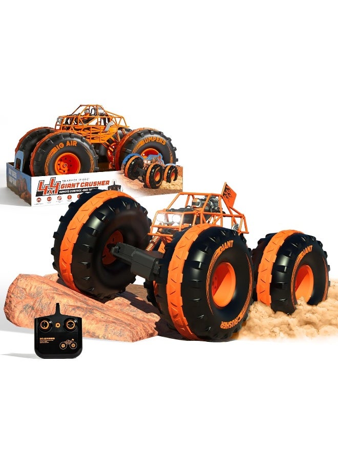Sharper Image Sharper Image® 4x4 Giant Crusher Remote Control 4WD Truck, Off-Road Tires, LED Headlights, Orange  - Image 1