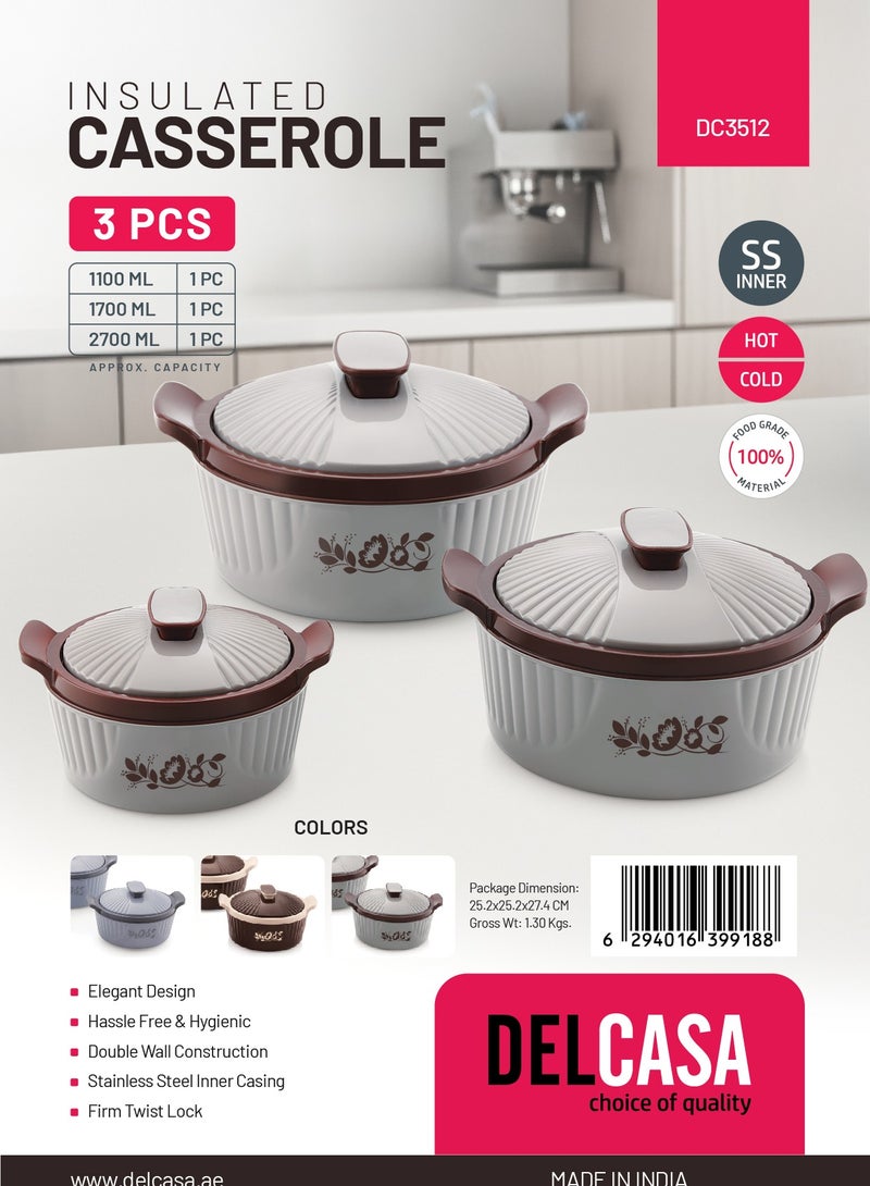 Delcasa Insulated Casserole Set of 3- DC3512/ Hotpot with Stainless Steel Inner - Image 2