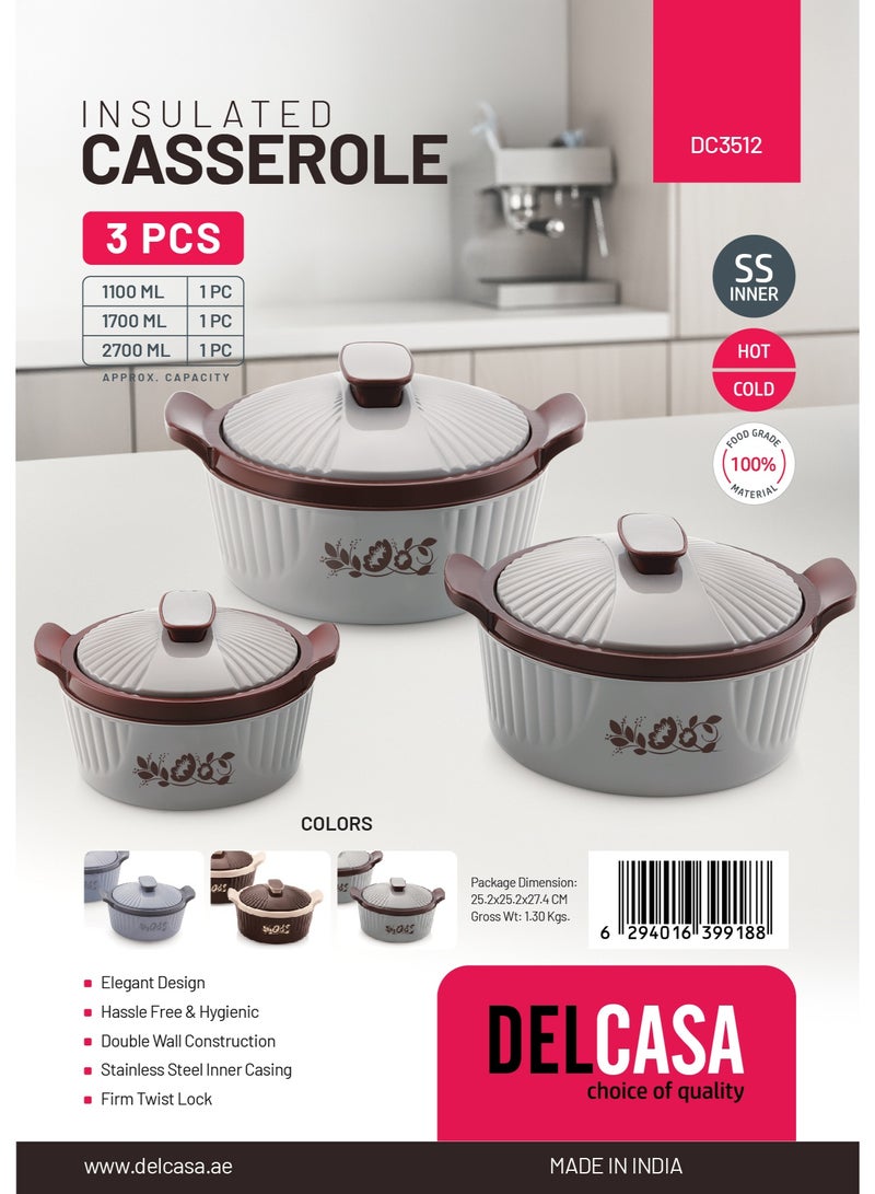 Delcasa Insulated Casserole Set of 3- DC3512/ Hotpot with Stainless Steel Inner - Image 2