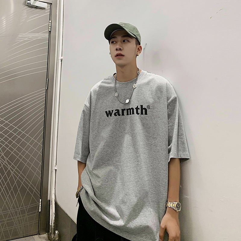 Men'S Short-Sleeved T-Shirt Summer Trendy Brand Hong Kong-Style Loose Half-Sleeved T-Shirt Ins Trendy Casual Handsome All-Match Top - Image 1