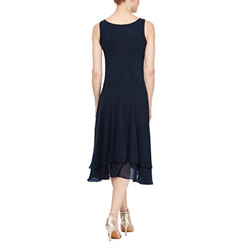 S.L. Fashions فستان الأم العروس من S.L. Fashions مع ياقة مزينة وكتف، ضيف زفاف، أزرق داكن، 18 - Image 4