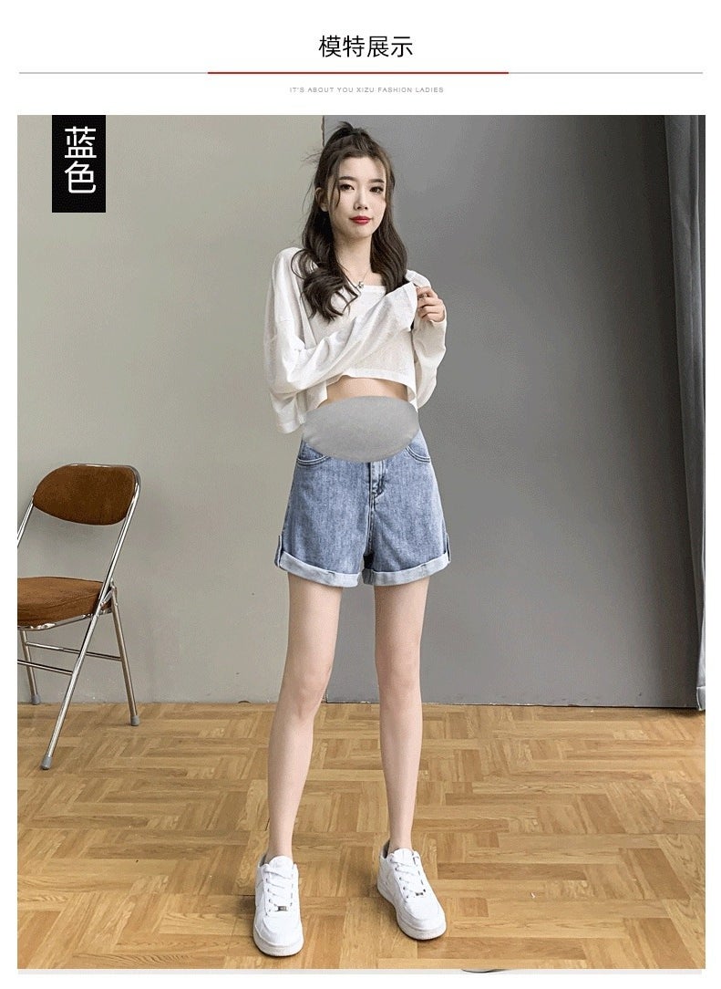 Generic Maternity Casual Denim Shorts Spring Summer Black  - Image 3