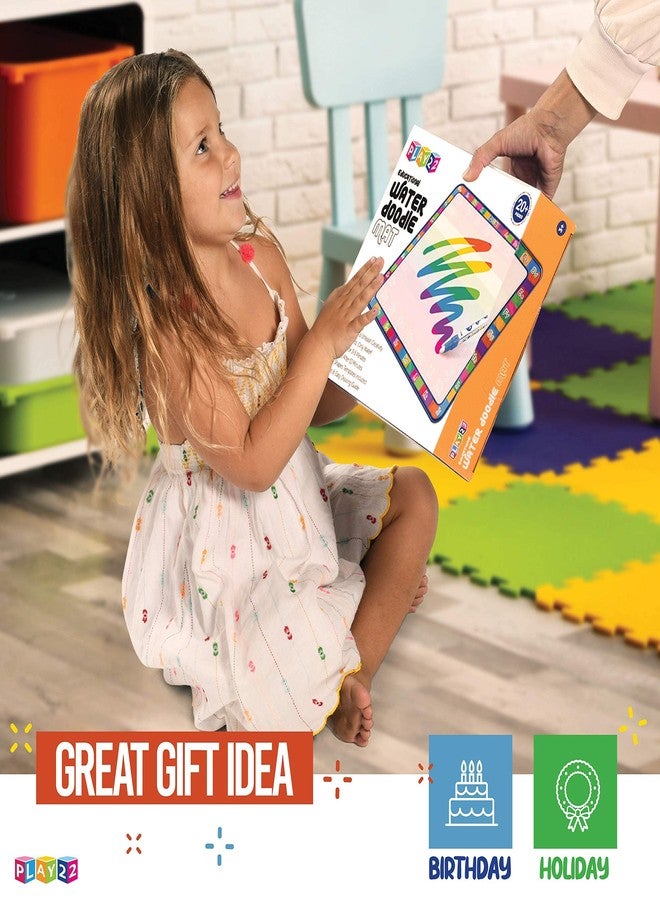 Play22 Large Magic Water Doodle Mat 22 PCS 39X30 - STEM Educational Learning ABC Letters Kids Drawing Board - Extra Large Water Drawing Doodling Mat Mess Free - Gifts for Kids Toddlers Boys and Girls - Image 5
