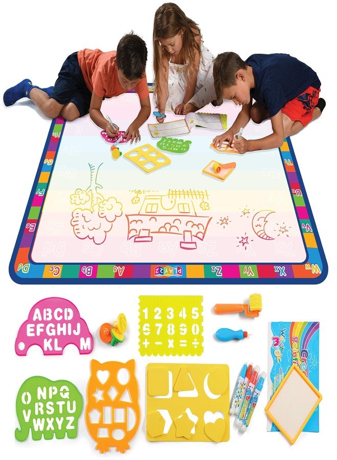 Play22 Large Magic Water Doodle Mat 22 PCS 39X30 - STEM Educational Learning ABC Letters Kids Drawing Board - Extra Large Water Drawing Doodling Mat Mess Free - Gifts for Kids Toddlers Boys and Girls - Image 1