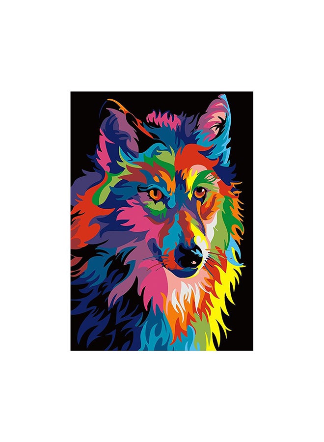 5D Wolf Diamond Painting in Multicolour, Size 30x40cm