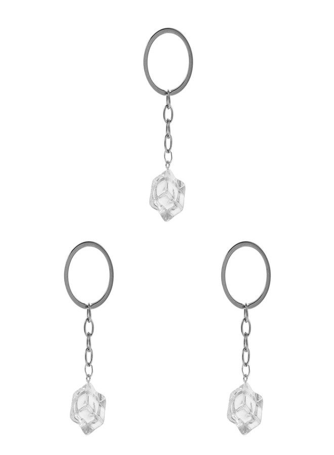 أموسفون سلسلة مفاتيح على شكل مكعبات ثلج من أموسفن، 3 قطع، مصنوعة من الراتنج، لتزيين مفاتيح السيارة والحقائب، إكسسوارات سلسلة مفاتيح من سبيكة معدنية، 3.34 × 2.36 × 0.78 بوصة - Image 1