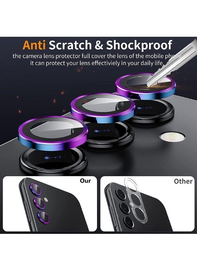 Generic Samsung Galaxy A-55 5G Camera Lens Protector, HD 9H Tempered Glass Camera Screen Protector, Metal Ring Lens Cover for Samsung A-55, 1 Set  (Installation Tray Alignment Kit, Multi-Colour)  - Image 4