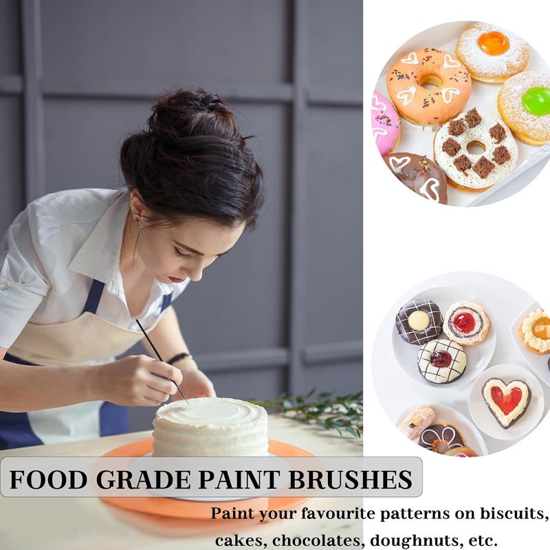 كاست ويف مجموعة فرش تزيين الكيك المكونة من 15 قطعة، فرش الرسم للخبز والمعجنات للفوندان، الشوكولاتة، التزيين بالكريمة، فن الكوكيز، والتدهين – أدوات احترافية لفن السكر لتزيين الكيك، الكب كيك، والحلويات - Image 2