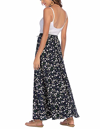 Bluetime Women Floral Summer Maxi Long Dress Cover Up High Waist Beach Pleated Skirts Floor Length (M, Floral11) - Image 5