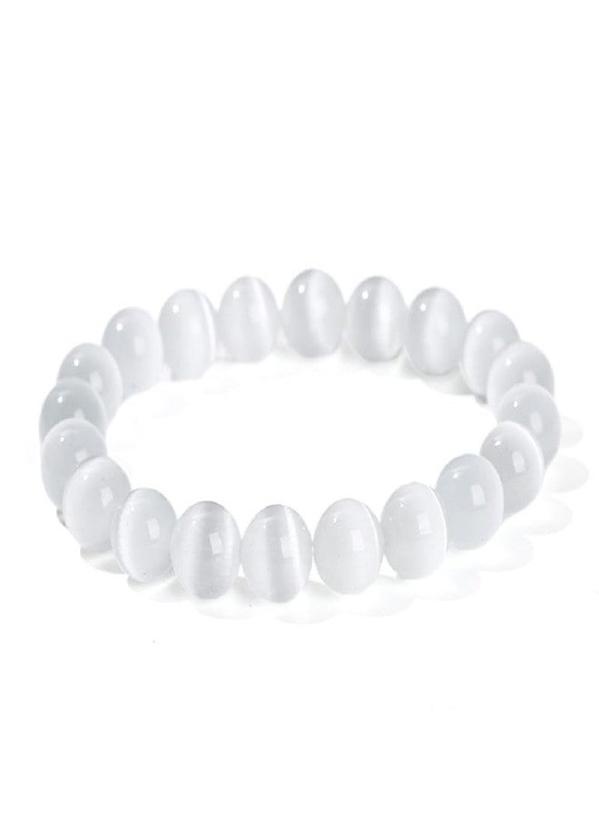 DATOA 8MM Natural Powerful Selenite Bracelet Inspiration Crystal Energy Stone Concentration Spirituality Handmade Fashion Jewelry Gift for Women - White - Image 1
