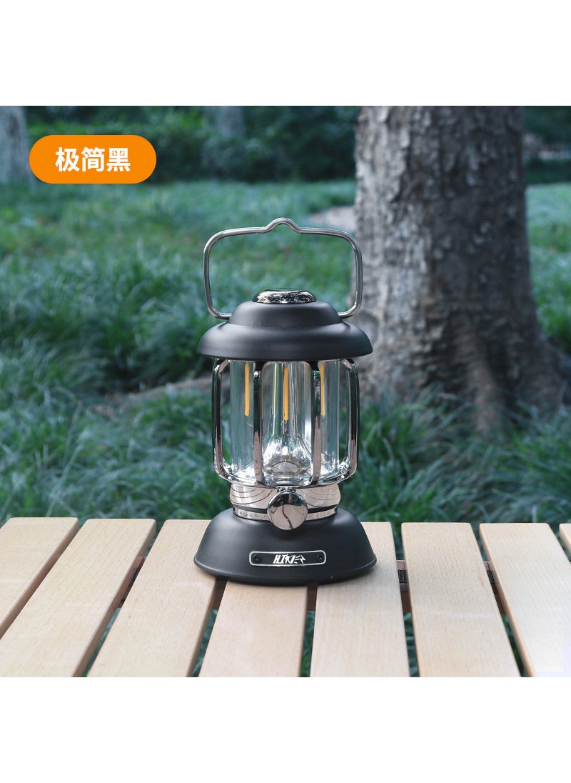 Generic Outdoor Camping Tent Light Long Battery Life Vintage Lantern Waterproof Portable Multi-functional Camping Lamp Black [built-in 4400 mA + charging line] Battery Life 6-20 hours 