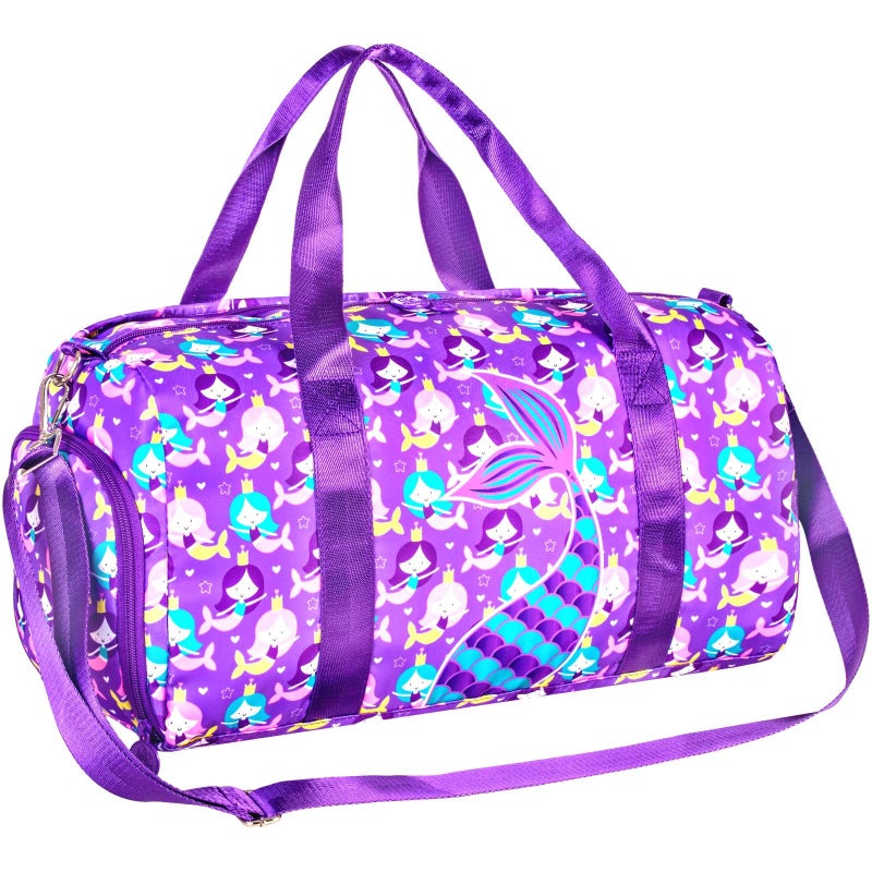 GXTVO Gym Bag for Girls Kids Duffle Bag for Travel Girl Dance Duffel Bags with Shoe Compartment Weekender Overnight Bag Mermaid - Image 2