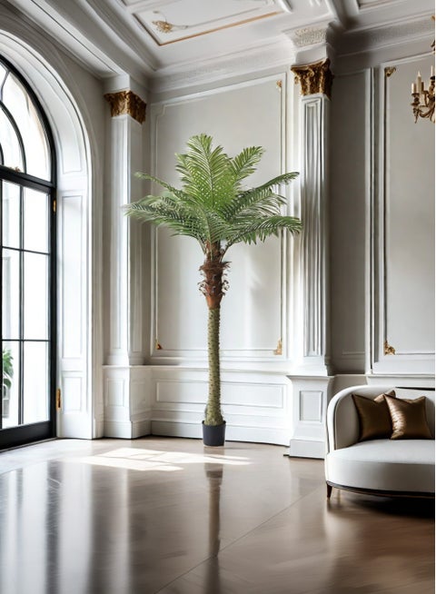 2.6M Artificial Palm Tree 18 Leaves Outdoor Patio and Indoor Decor,Realistic,Maintenance-Free Tropical Plant