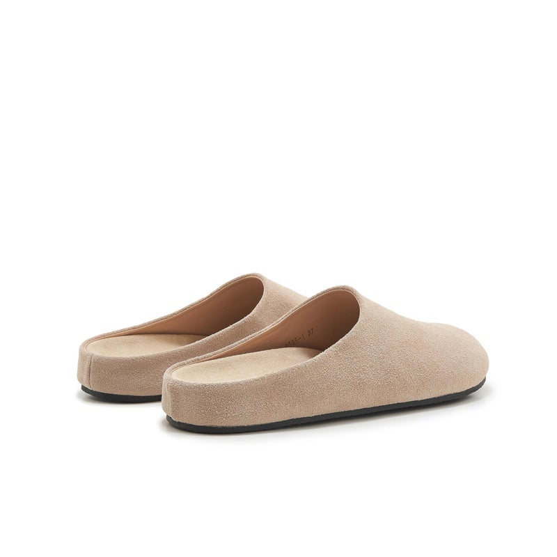 ATBELL Women's Suede Clogs Round Toe Leopard Print Leather Mules Cork Footbed Clog with Arch Support Comfort Casual Slip-on Fall Shoes in Beige Size 6 - Image 5