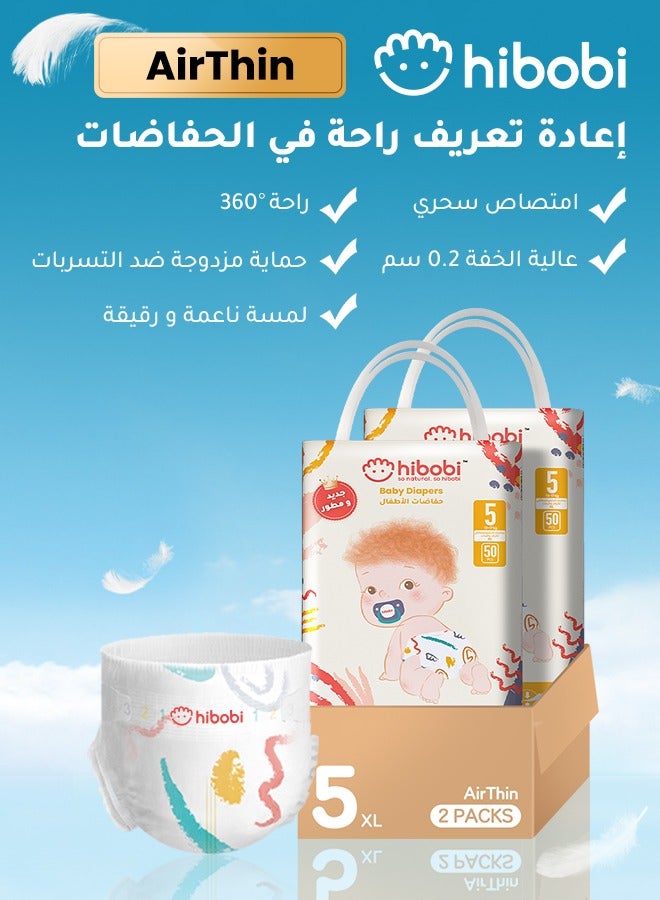 hibobi Hibobi High-tech Ultra-thin Soft Baby Diapers, Size 5 - Image 2