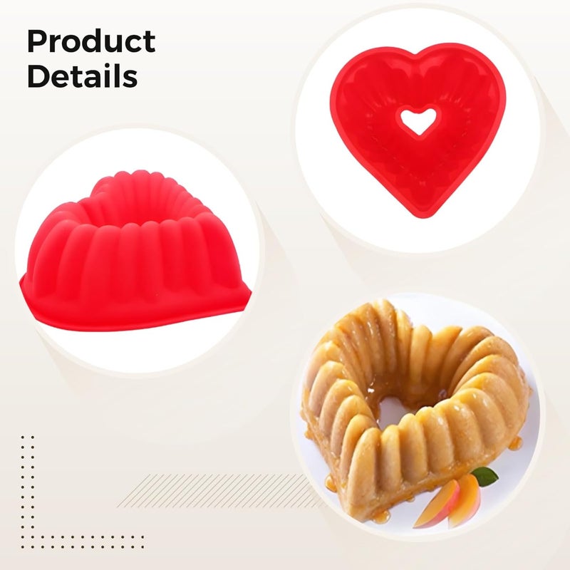 3-Piece Heart-Shaped Silicone Baking Molds, Red 8-Inch Pans, Perfect for Mousse, Cakes, Chocolate, Puddings - Image 4