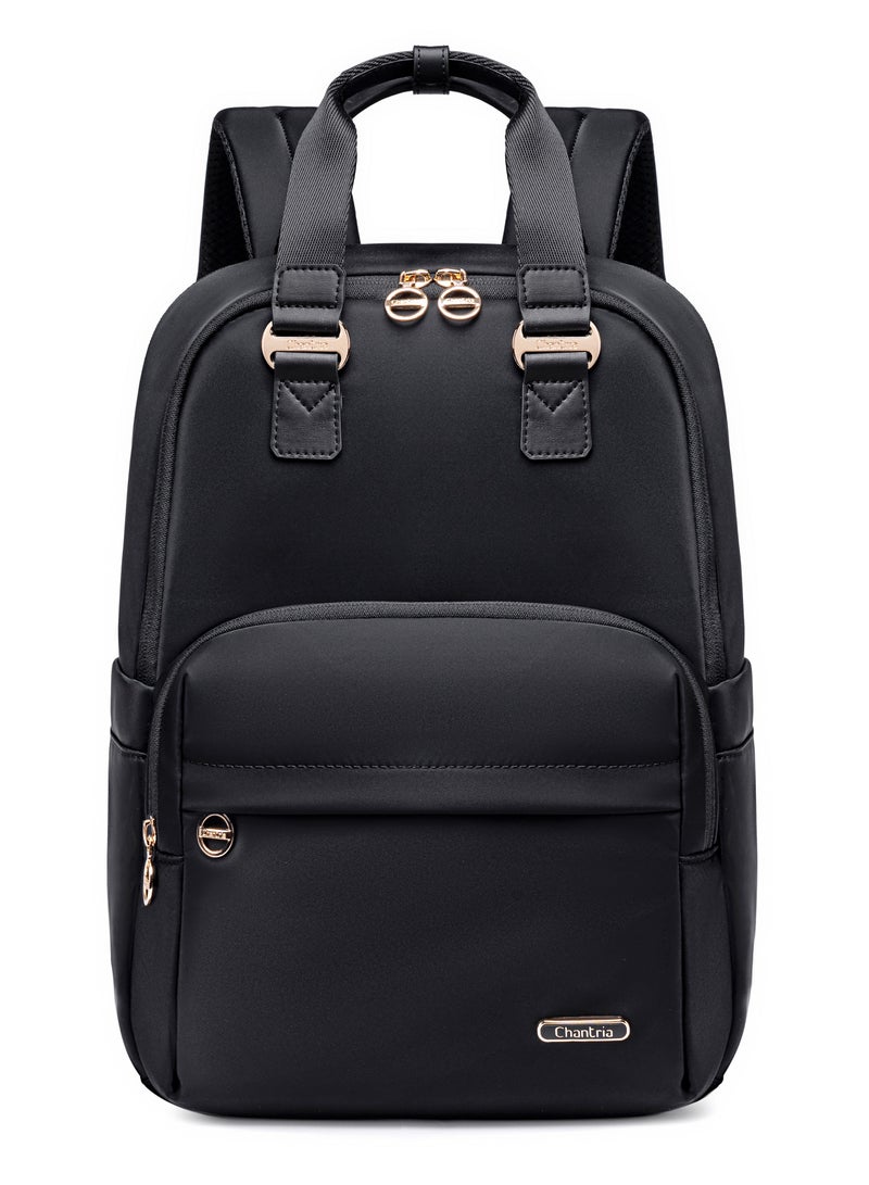 Chantria Premium Nylon Laptop Daypack for Women Water Resistant Durable Multifunctional Anti-Theft Backpack for Casual/Office/School/College, CB00778-Black - Image 2